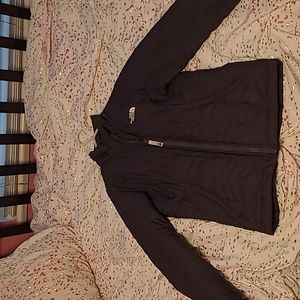 Girls medium North Face jacket dark grey light pink inside